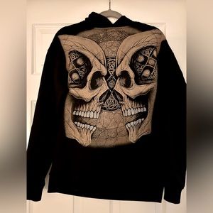 💎NWOT Rhinestone Heads-or-Tails Skull Hoodie 💀